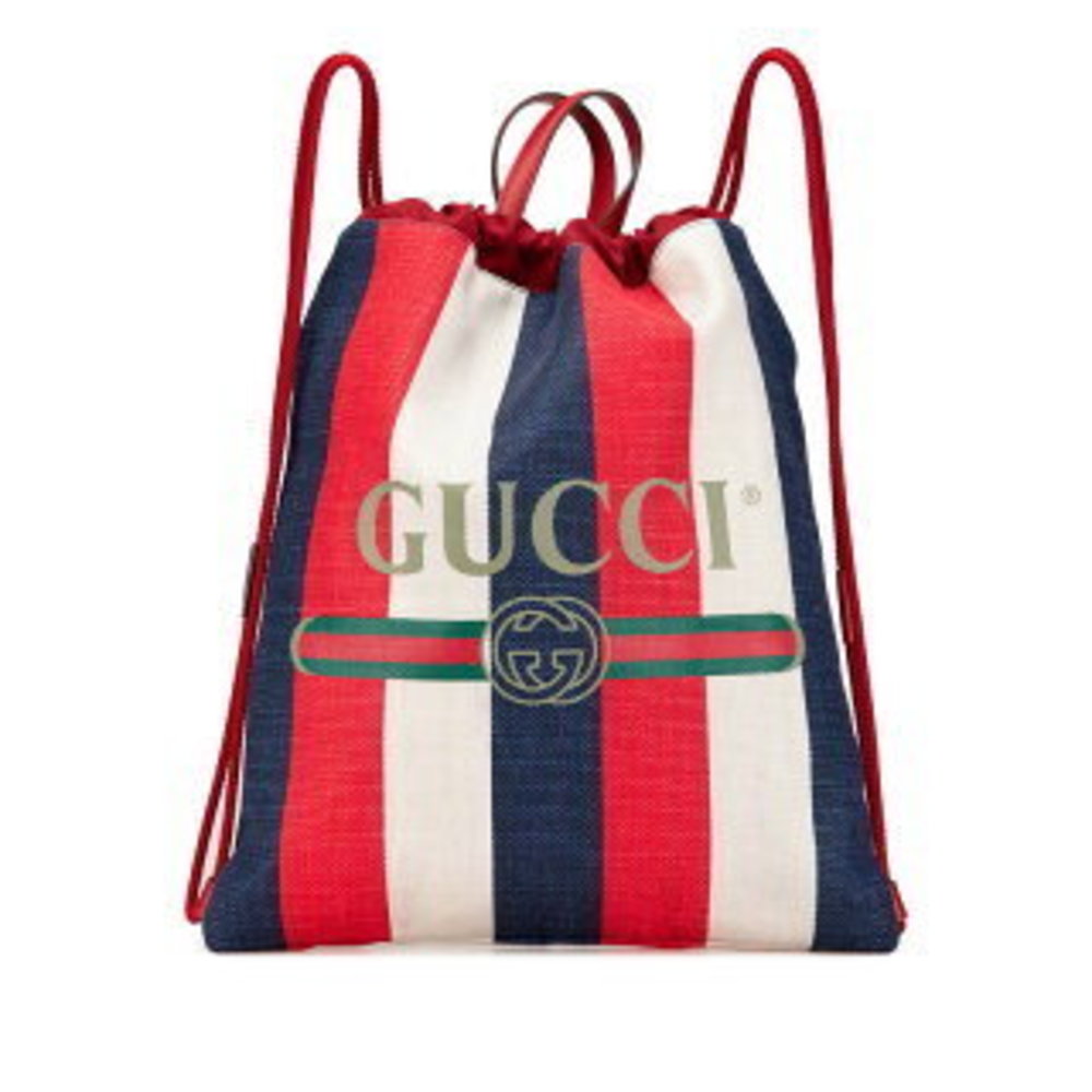 Gucci Print Medium Drawstring Knapsack Red White … - image 2